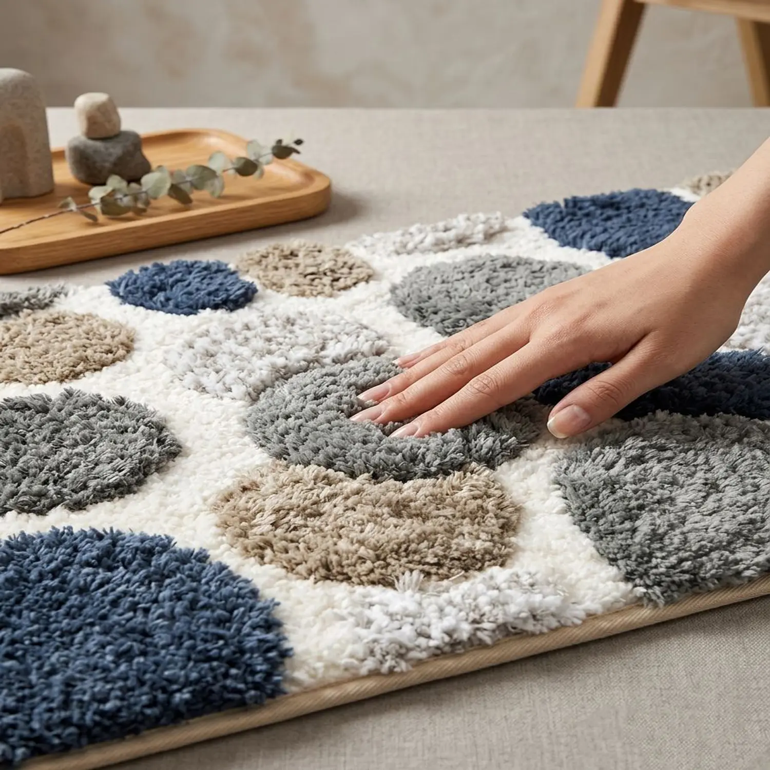 Stone Anti-Slip Bath Mat [C] – Premium Absorbent Microfiber Bathroom Rug | Soft, Quick – Dry & Modern Decorative Floor...